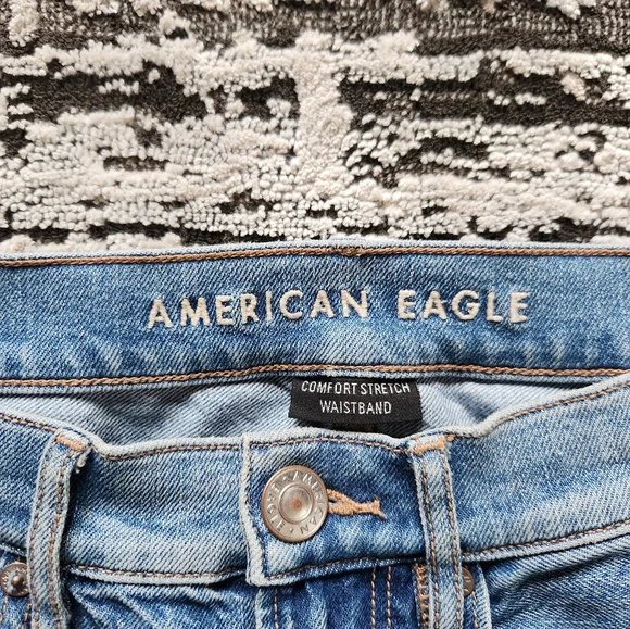 American Eagle Outfitters Blue Distressed Flare Jeans - Picture 3 of 5